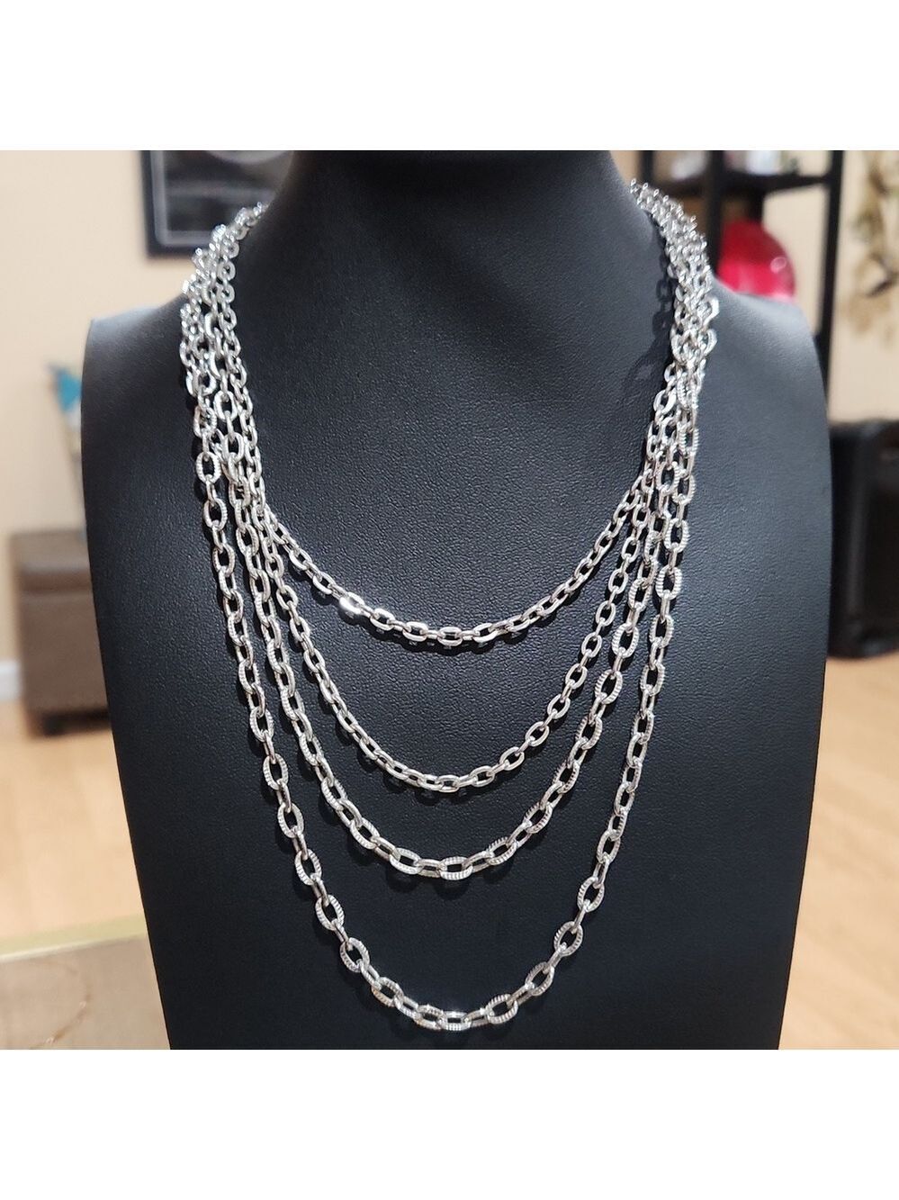 Sarah‎ Coventry Silver Double Chain-Link Necklace